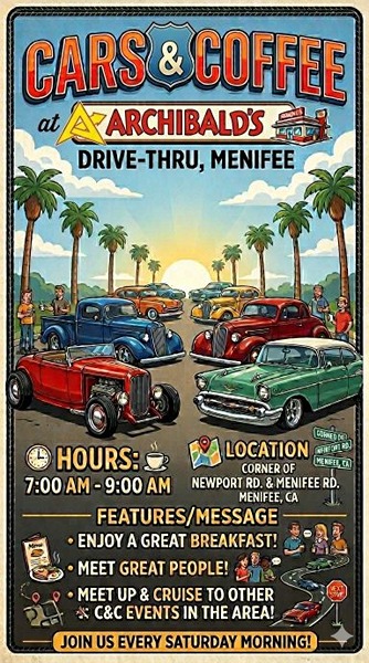Archibald's Cars and Coffee flyer 2026