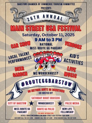 Barstow Main Street USA Car Show flyer 2025