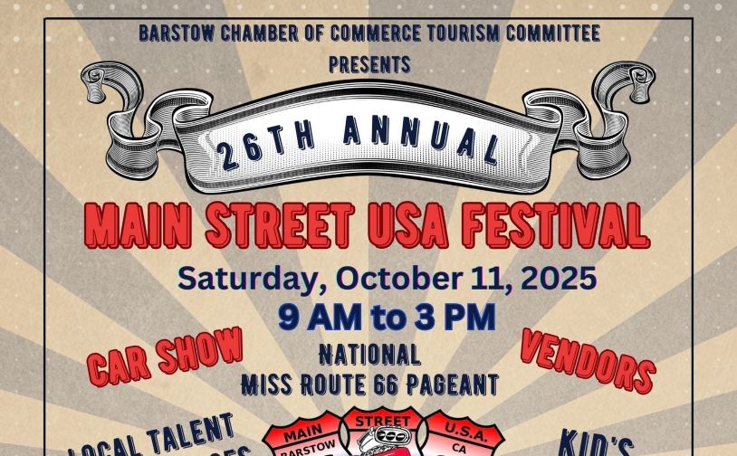 Barstow Main Street USA Car Show partial flyer 2025