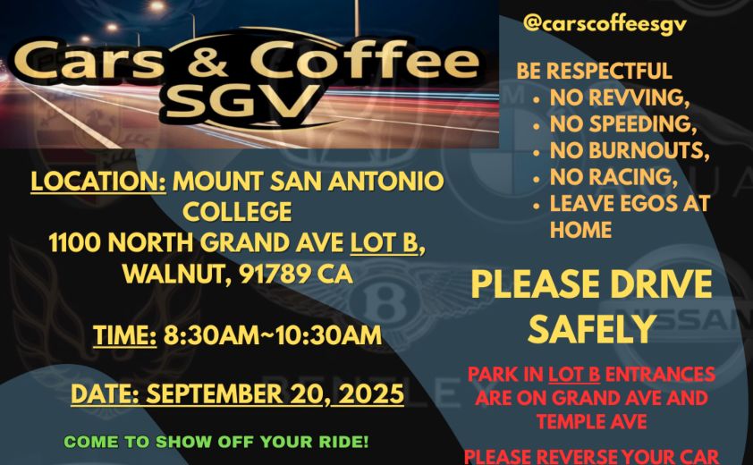 Cars And Coffee SGV partial flyer 2025