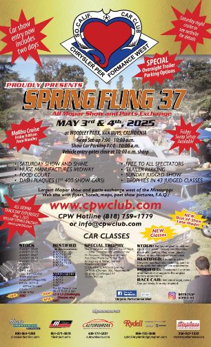 Chrysler Performance West Spring Fling Car Show flyer 2025
