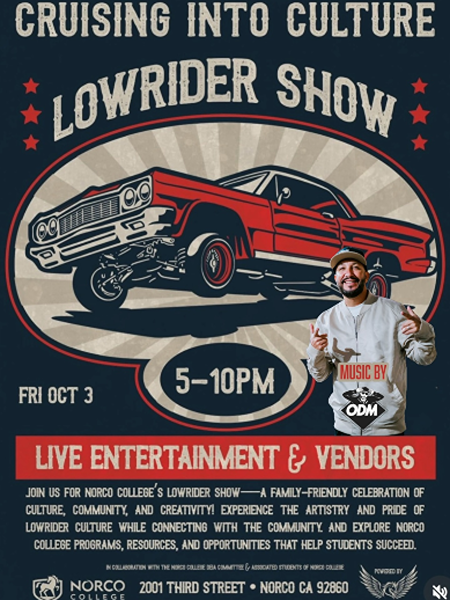 Cruising Into Culture Lowrider Car Show flyer 2025