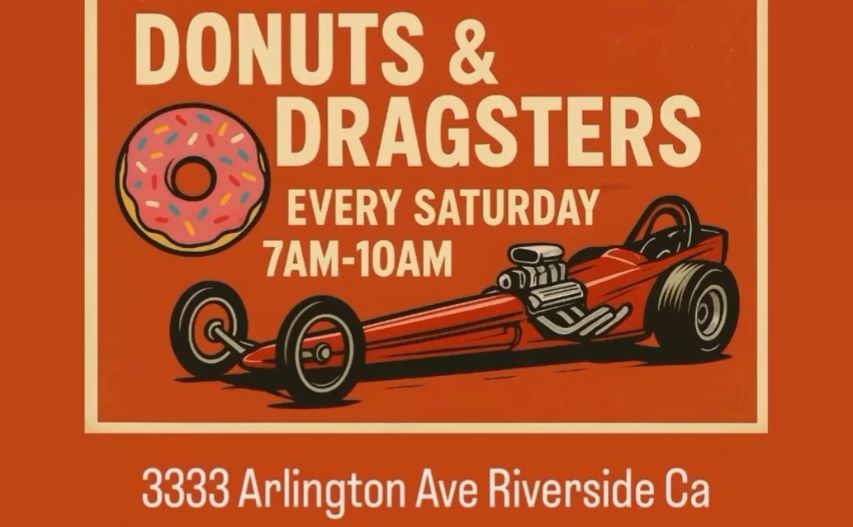Dragsters And Donuts Cars And Coffee partial flyer 2025