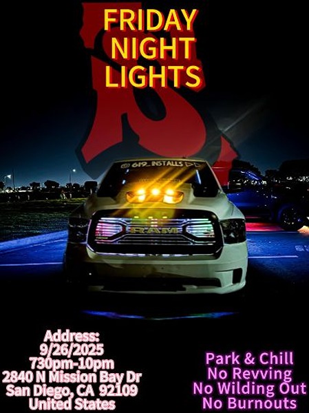 Friday Night Lights Car Meet flyer 2025 