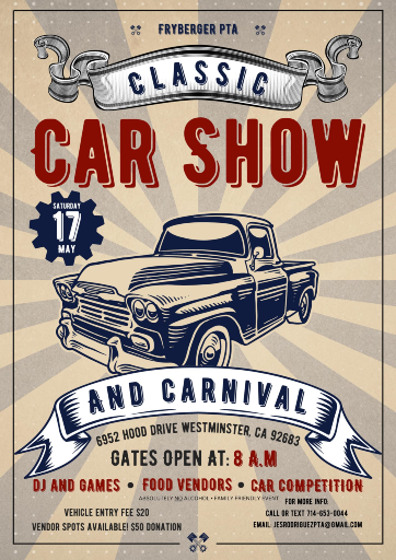 Fryberger PTA Car Show flyer 2025