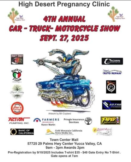 High Desert Pregnancy Clinic Car Show flyer 2025