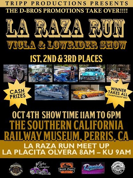 La Raza Run Vicla And Lowrider Show flyer 2025