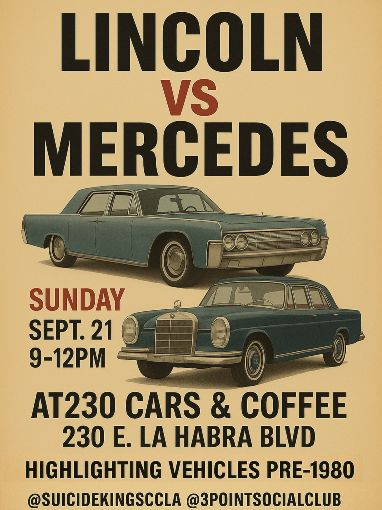 Lincoln vs. Mercedes Car Show flyer 2025