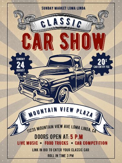 Loma Linda Classic Car Show flyer 2025