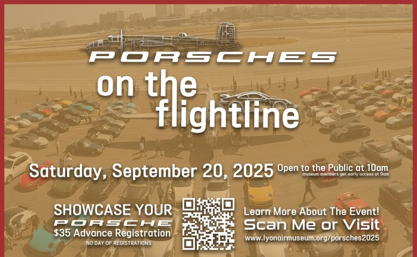 Porsches On The Flight Line Car Show partial flyer 2025
