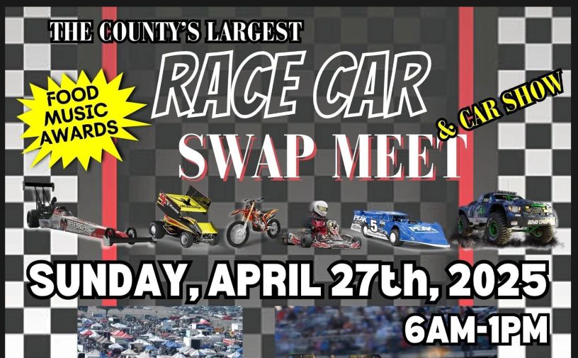 Race Car Swap Meet And Car Show partial flyer 2025