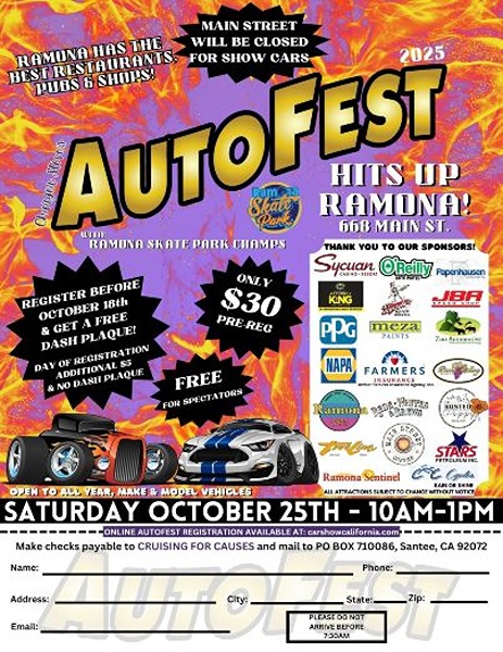 Ramona AutoFest Car Show flyer 2025
