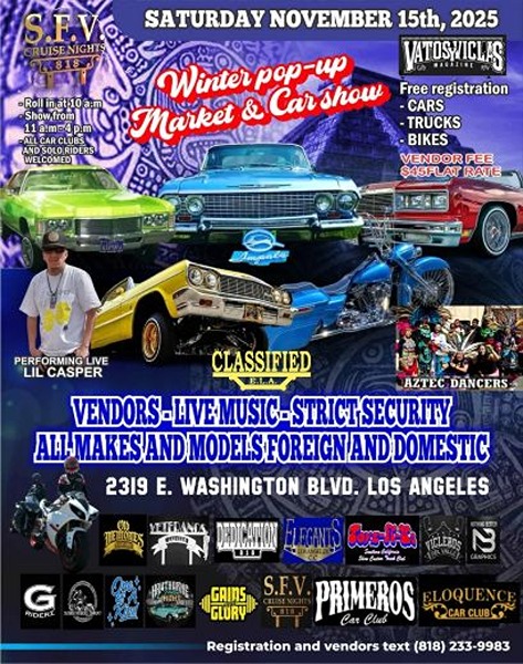 SFV Winter Pop-Up Market And Car Show flyer 2025
